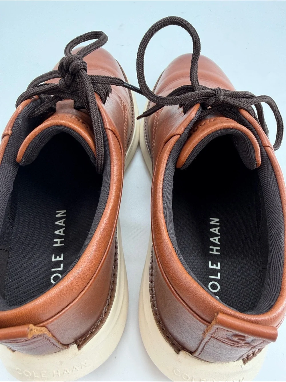 Cole Haan Men's Grand Remix Oxford Derby Dress Shoe British Tan-Ivory Mens 7.0